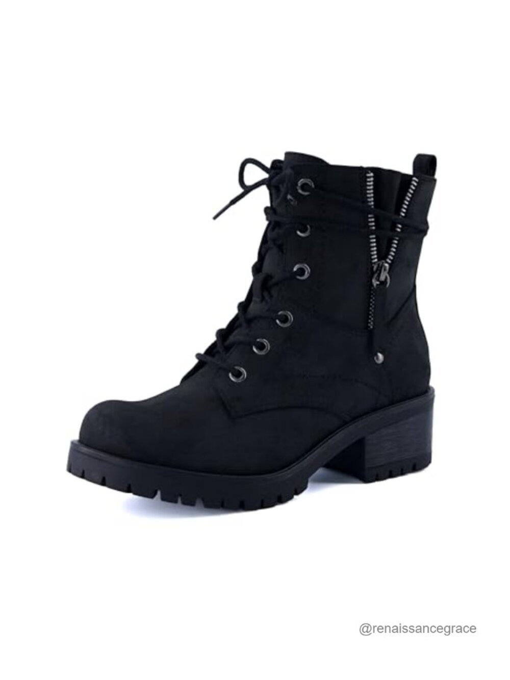 Dunes Kobe Vegan Nubuck Leather Combat Boots with Memory Foam Insoles